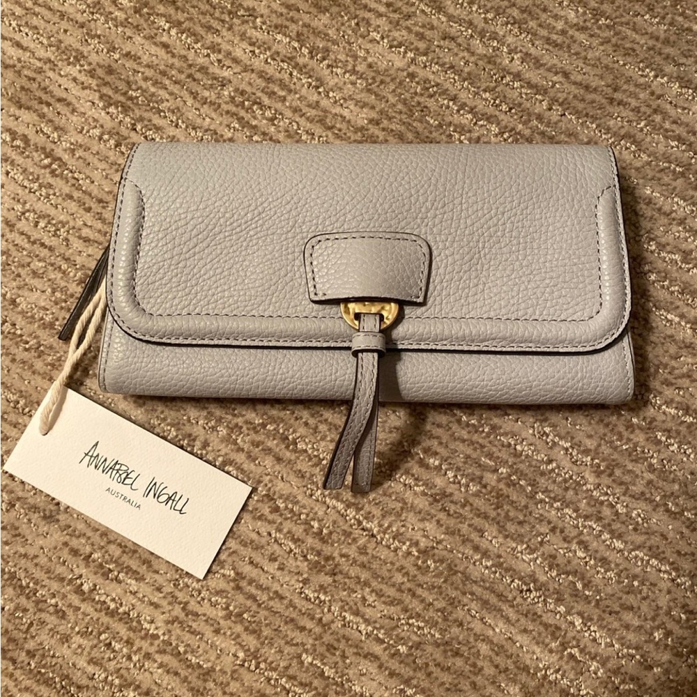 Annabel Ingall wallet clutch grey leather NWT